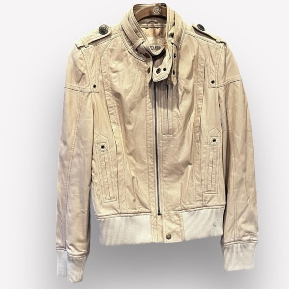🇪🇸🐠Limitless Italian leather moto jacket lamb cream large